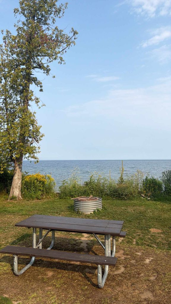 Lakefront campsite at JW Wells State Park in Michigan's Upper Peninsula